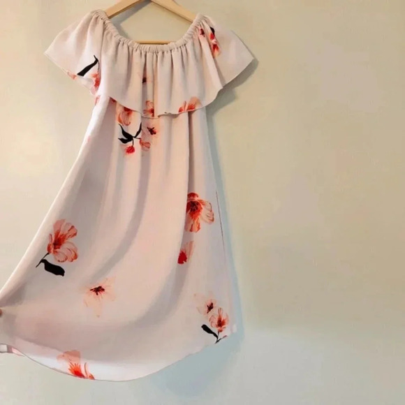 Wilfred Aritzia Neuchatel Off Shoulder Floral Print Mini Dress Dusty Pink XXS. - Picture 5 of 14